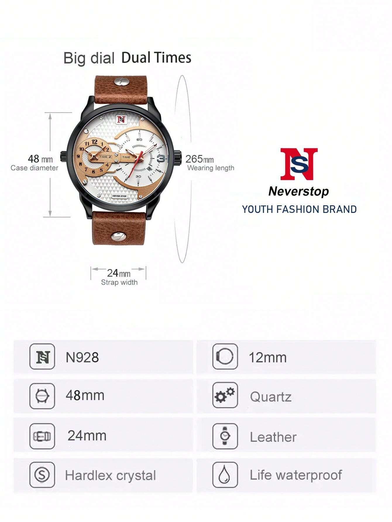New-Ns Wristwatche Dual Time For Men N928